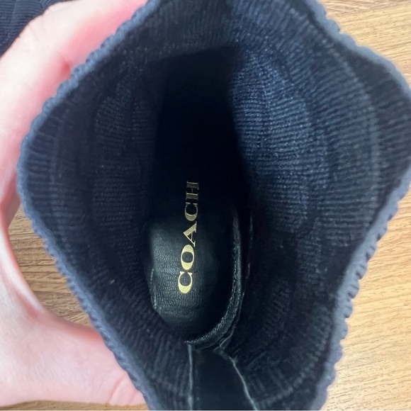 Coach Jade Knit Sock Pull On Pointed Toe Ankle Booties Black Monogram - Picture 10 of 10